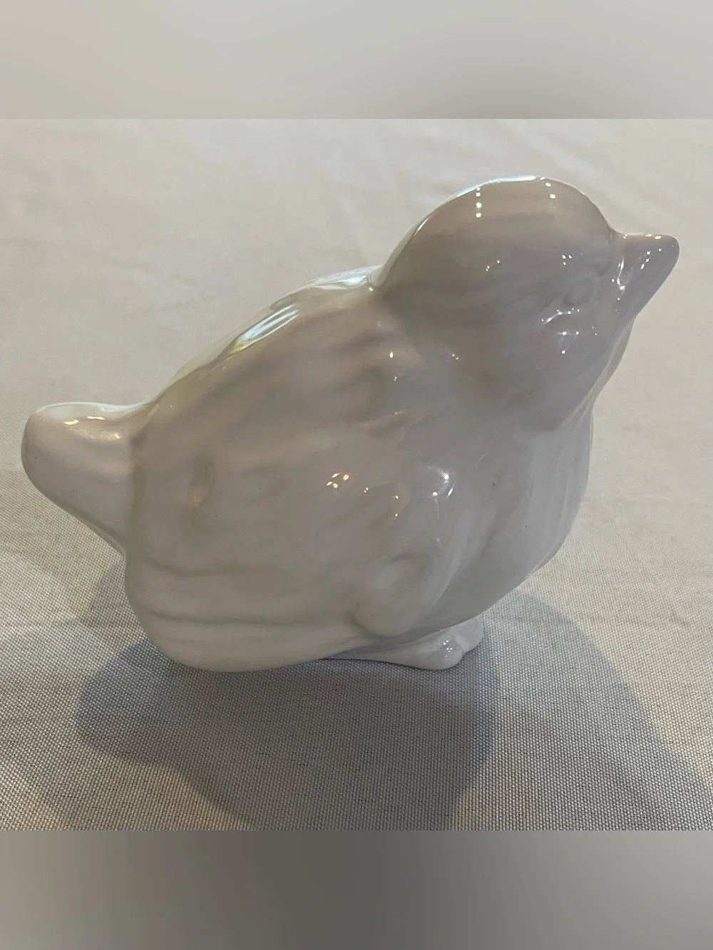 White Ceramic Bird Figurine Small Sparrow Cottage Farmhouse Shelf Decor